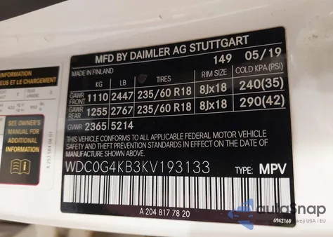 2019 Mercedes-Benz Glc 300 4Matic from USA, damaged, VIN WDC0G4KB3KV193133